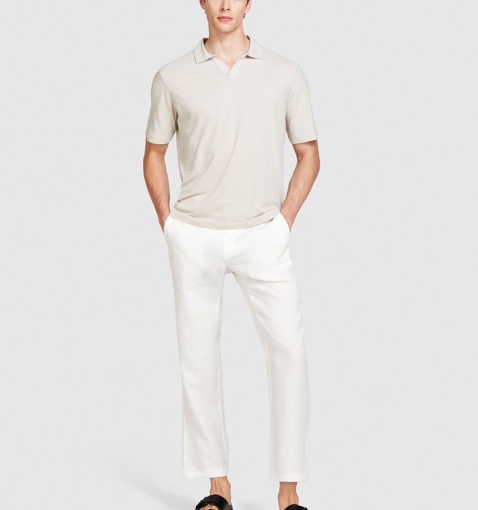 Regular fit trousers in 100% linen - men's regular fit trousers - White | Sisley image number 1